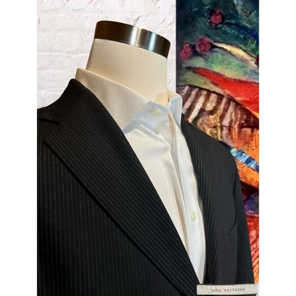 John Varvatos Italy 42R Gray Micro-Stripe Blazer Sport Coat 3/2 Roll Virgin Wool - Picture 6 of 15